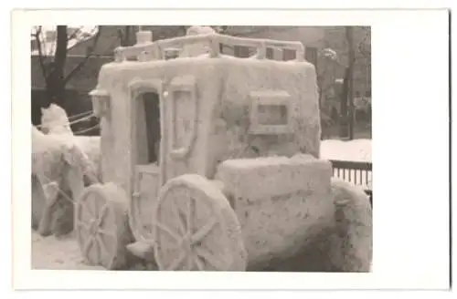 10 Fotografien unbekannter Fotograf, Ansicht Esslingen / Neckar, Winter-Schau mit Ausstellung von Schnee-Skulpturen