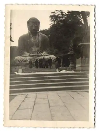 3 Fotografien unbekannter Fotograf, Ansicht Kamakura / Japan - Nippon, Tempel mit Daibutsu (Grosser Buddha Statue)