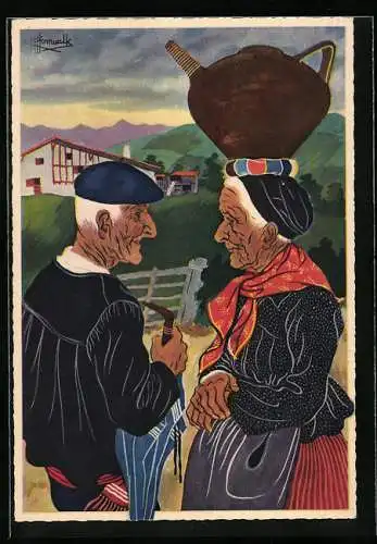 Künstler-AK Charles Homualk: Deux Bons Vieux