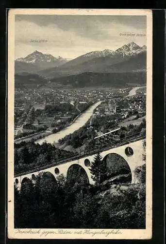 AK Innsbruck, Hungerburgbahn mit Blick auf Innsbruck