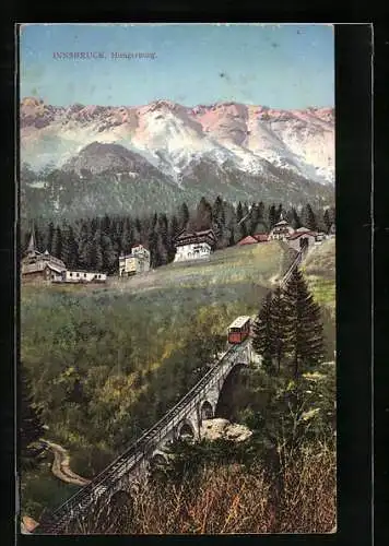 AK Innsbruck, Hungerburgbahn auf dem grossen Viadukt