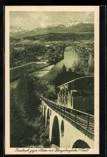 AK Innsbruck /Tirol, Ortsansicht mit der Hungerburgbahn gegen Süden