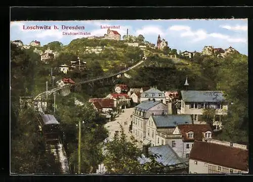 AK Dresden-Loschwitz, Totale mit Drahtseilbahn