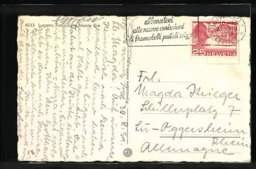 AK Lugano, funicolare Monte Brè, Bergbahn