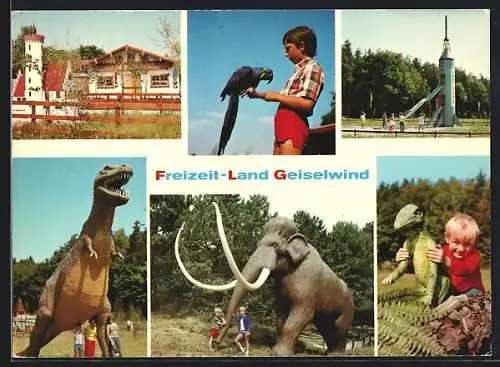 AK Geiselwind, Freizeit-Land, Dinosaurier, Mammut, Rakete