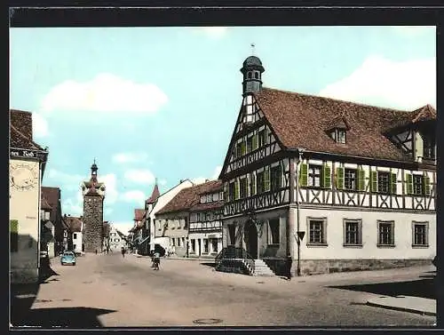 AK Herzogenaurach /Ofr., Rathaus mit Blick zum Türmersturm
