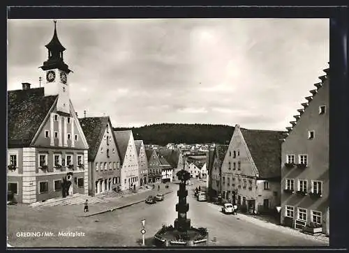 AK Greding /Mfr., Marktplatz mit Heinrich-Herold-Brunnen