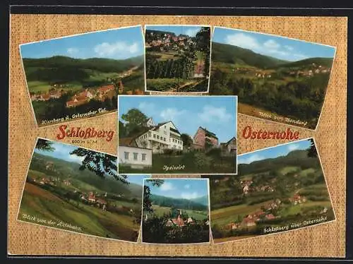 AK Schlossberg /Osternohe, Gasthof und Pension Igelwirt, Blick von der Autobahn