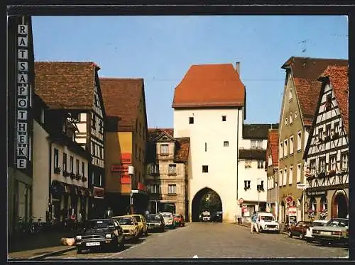 AK Hersbruck, Strassenpartie am Nürnberger Tor mit Ratsapotheke