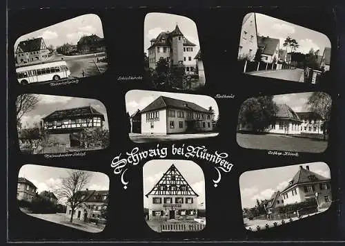 AK Schwaig / Nürnberg, Gasthaus, Orthopädische Klinik, Rathaus