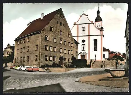 AK Hilpoltstein /Mfr., Katholische Pfarrkirche und Brunnenmännlein