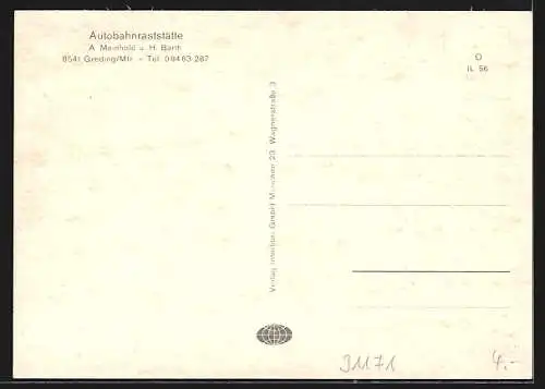 AK Greding /Mfr., Autobahnraststätte A. Mainhold und H. Barth