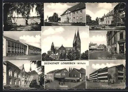 AK Lobberich /N`rhein, Haus der Westdeutschen Zeitung Ecke Hoch-Marktstrasse, Sparkasse, Sonnenhaus