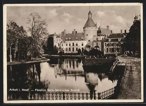 AK Anholt i. Westf., Fürstlich Salm-Salm`sches Schloss, Blick über das Wasser