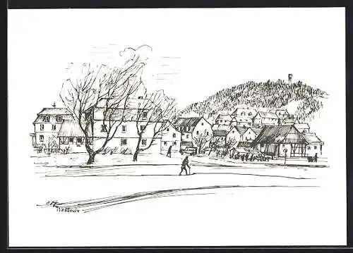 Künstler-AK Neustadt /Coburg, Im Weidach-Viertel