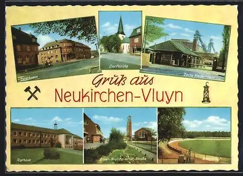 AK Neukirchen-Vluyn, Zeche Niederrhein, Ernst-Moritz-Arndt-Strasse, Dorfkirche