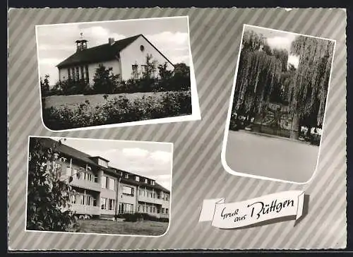 AK Büttgen, Neubauten, Kirche und Denkmal