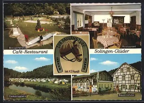 AK Solingen-Glüder, Gasthaus und Gartenrestaurant zur Bauernstube, Campingplatz