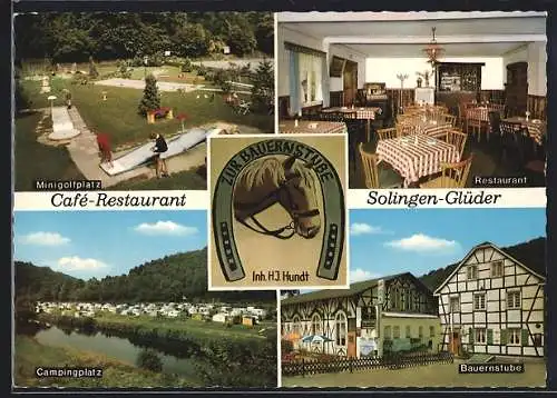AK Solingen-Glüder, Gasthaus und Café-Restaurant zur Bauernstube, campingplatz, Minigolfplatz