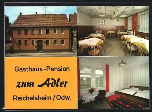 AK Reichelsheim /Odw., Gasthaus-Pension Zum Adler mit Innenansicht