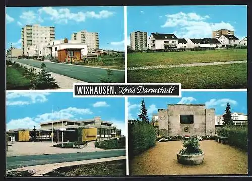 AK Wixhausen, Ortsansicht, Strassenpartie, Denkmal