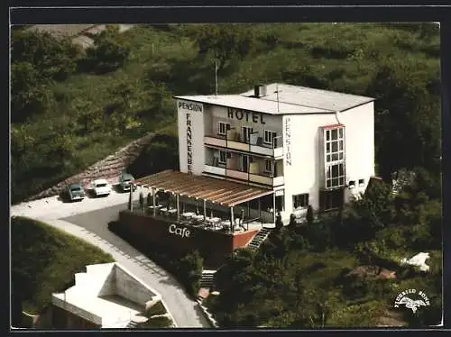 AK Amorbach /Odenwald, Hotel-Pension Frankenberg aus der Vogelschau