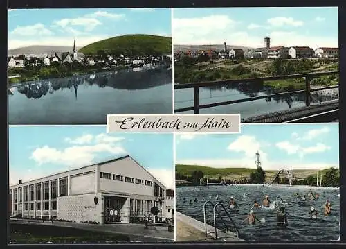 AK Erlenbach am Main, Frankenhalle, Freibad und Flusspartie