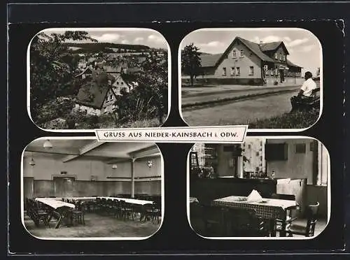 AK Nieder-Kainsbach i. Odw., Gasthaus u. Hotel-Pension Burg Schnellerts von K. Reeg