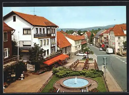 AK Beerfelden im Odenwald, Strassenpartie an der Mümlingquelle