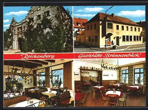 AK Reichenberg über Würzburg, Gasthaus zum Brunnenbäck von Familie Herbert Huppmann