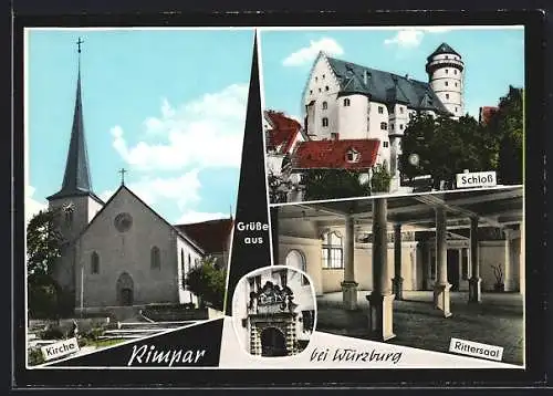 AK Rimpar bei Würzburg, Kirche, Schloss, Rittersaal