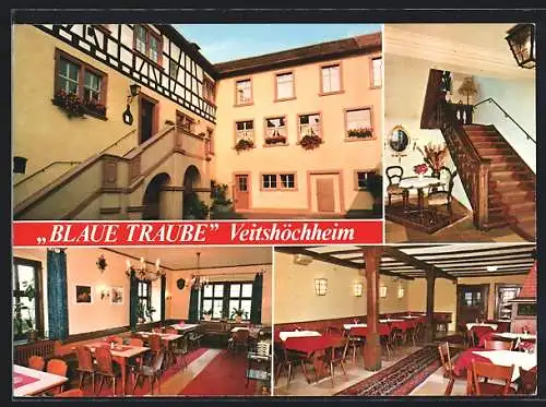 AK Veitshöchheim /Main, Gasthaus zur blauen Traube, Speiseraum, Treppenaufgang