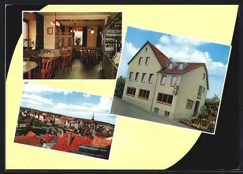 AK Höchberg bei Würzburg, Gasthaus zum Goldenen Adler, Ortsansicht aus der Vogelschau