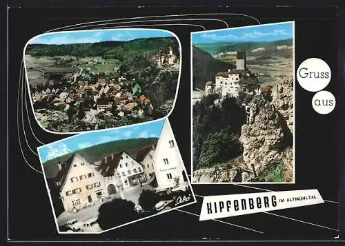 AK Kipfenberg im Altmühltal, Ortspartie mit Gasthof zur Krone, Ortsansicht aus der Vogelschau