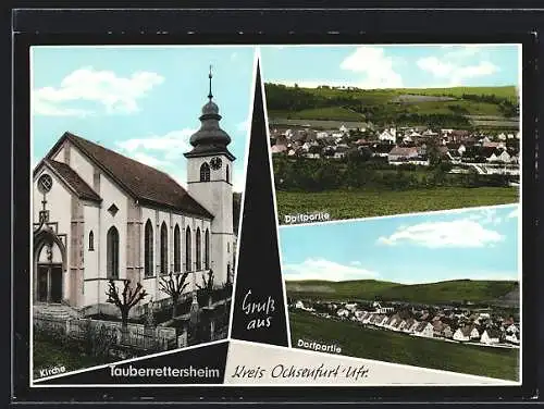 AK Tauberrettersheim, Kirche und Dorfpartien