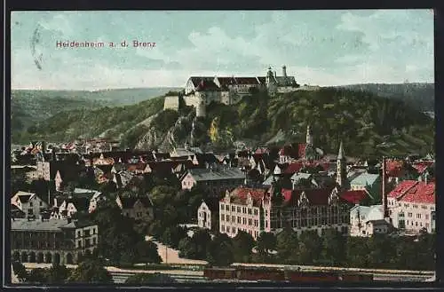 Künstler-AK Heidenheim /Brenz, Panorama mit Schloss Hellenstein