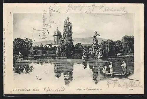 AK Veitshöchheim, Hofgarten mit Pegasus-Gruppe