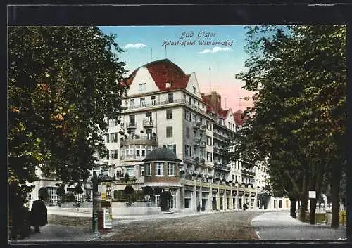 AK Bad Elster, Palast-Hotel Wettiner-Hof mit Strassenpartie