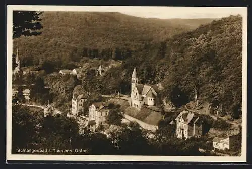 AK Schlangenbad, Blick vom Osten auf die Ortschaft
