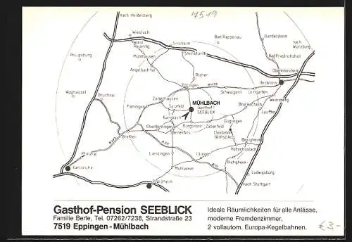 AK Eppingen-Mühlbach, Gasthof Seeblick, Innen- und Aussenansichten