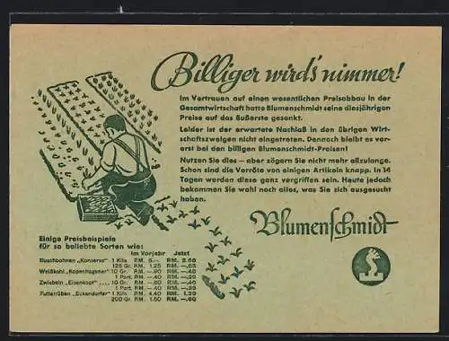 AK Erfurt, Reklame der Gärtnerei Blumenschmidt