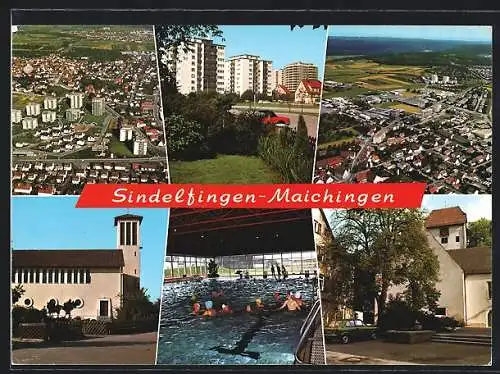 AK Sindelfingen-Maichingen, Kirche, Schwimmbad, Hochhäuser