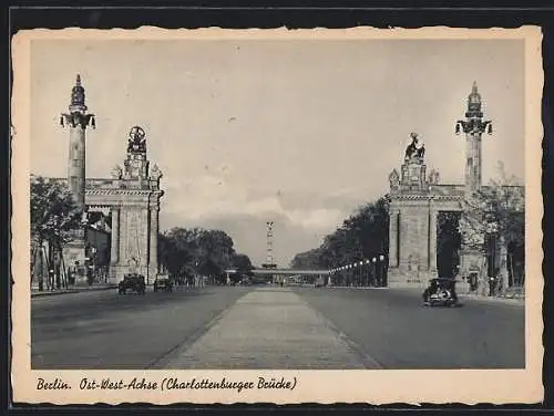 AK Berlin, Blick über die Charlottenburger Brücke auf die Siegessäule