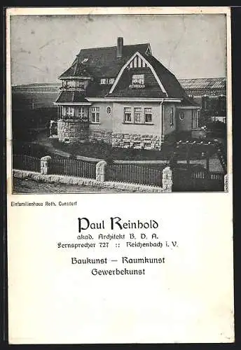 AK Cunsdorf / Vogtland, Einfamilienhaus Roth von Paul Reinhold, akad. Architekt