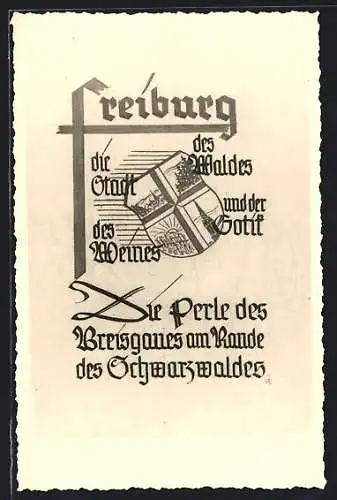 AK Freiburg i. Breisgau, Stadtwappen, Perle des Breisgaues