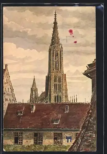 Künstler-AK Ulm / Donau, Blick auf das Münster