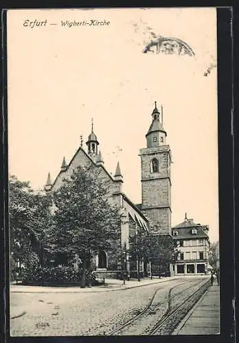 AK Erfurt, Blick auf die Wigberti Kirche