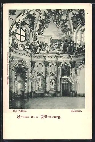 AK Würzburg, Kaisersaal im Kgl. Schloss