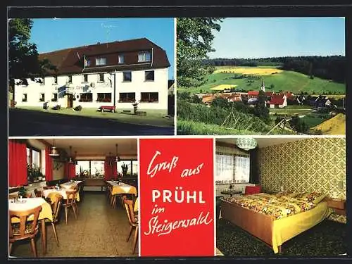 AK Prühl im Steigerwald, Gasthof-Pension zur Rose, Ortspanorama