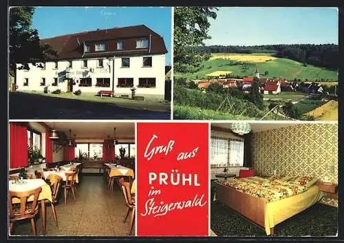 AK Prühl im Steigerwald, Gasthof-Pension zur Rose, Ortspanorama